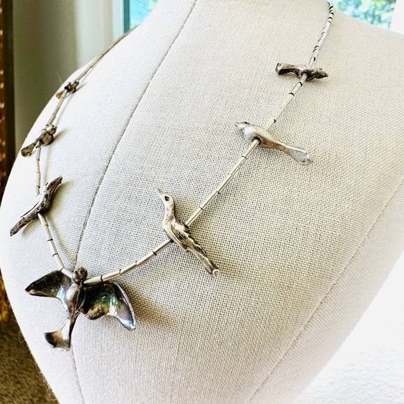 Vintage Sterling Silver Sterling Fetish Bird Necklace - Picture 4 of 10